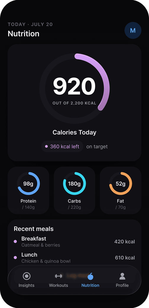 ScalePro app — Nutrition