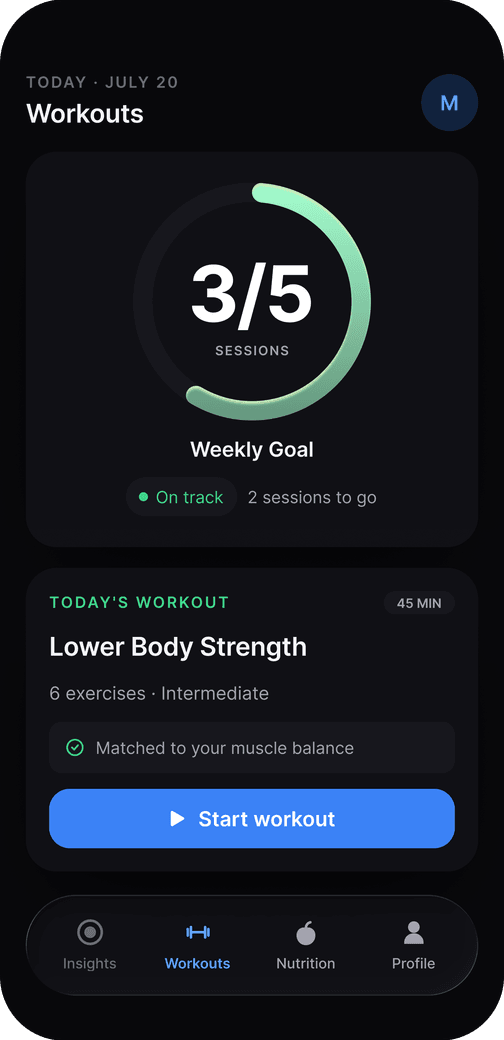 ScalePro app — Workouts